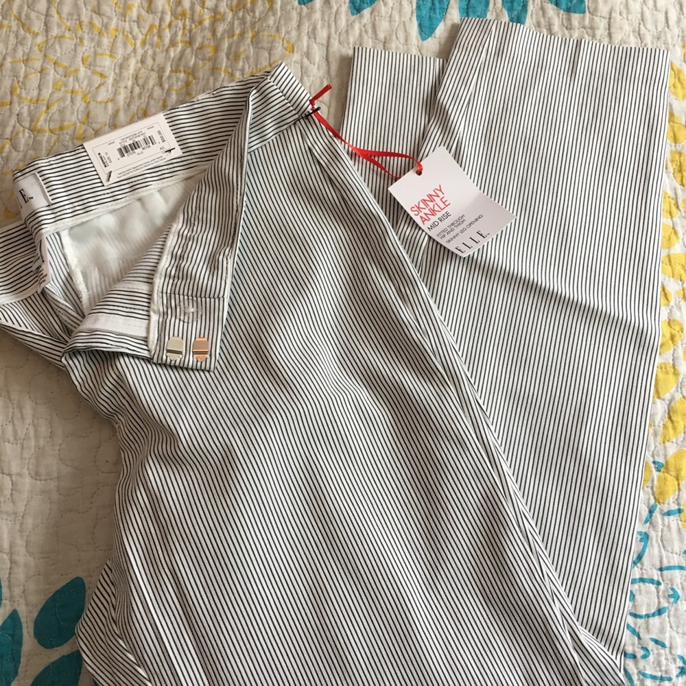 B&W striped skinny ankle pants sz 10